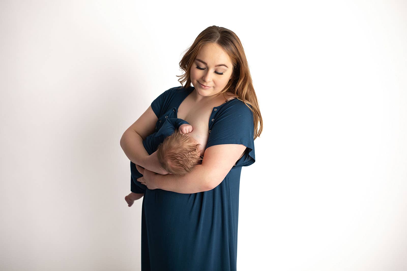 Three Little Tots - Wholesale Dress - Maternity - Navy Blue Maternity Mommy Labor and Delivery/ Nursing Gown7