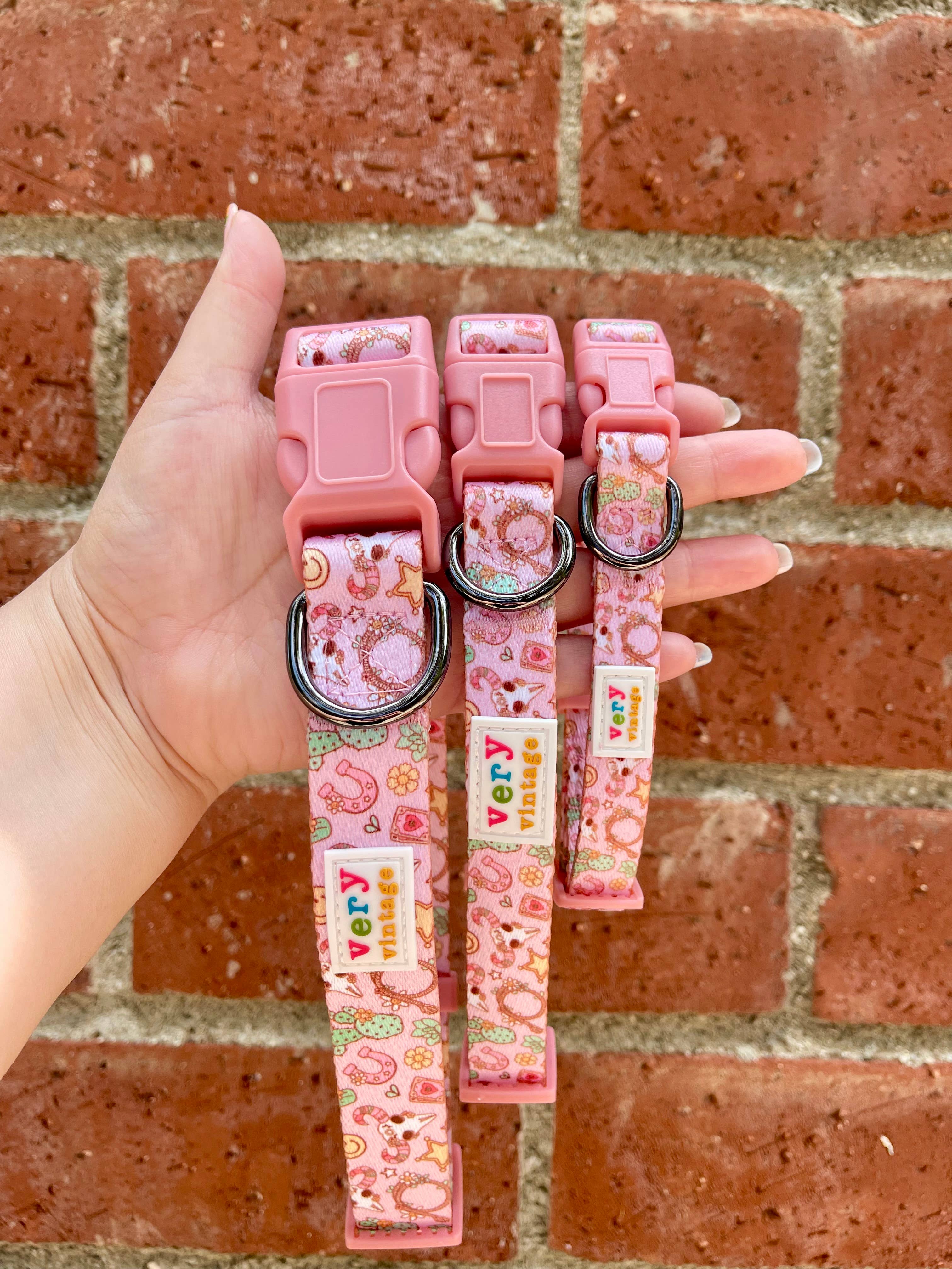 Very Vintage Designs - Wholesale Pet Collar - Dog - Pink Western Dog Collar – Cactus Cowgirl Lightweight Collar3