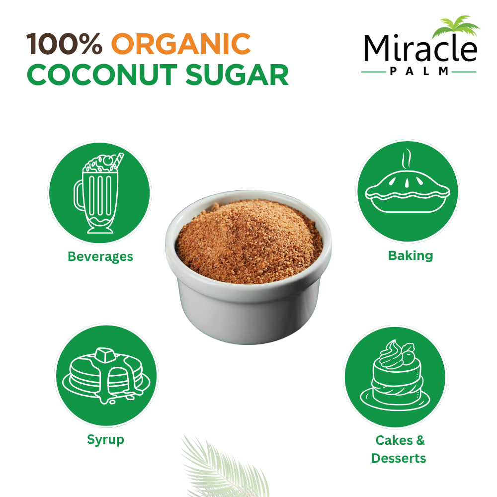 Miracle Palm - Vente Sucre - Sucre de noix de coco biologique - Non sucré 25KG 55 lb Sac en boîte2