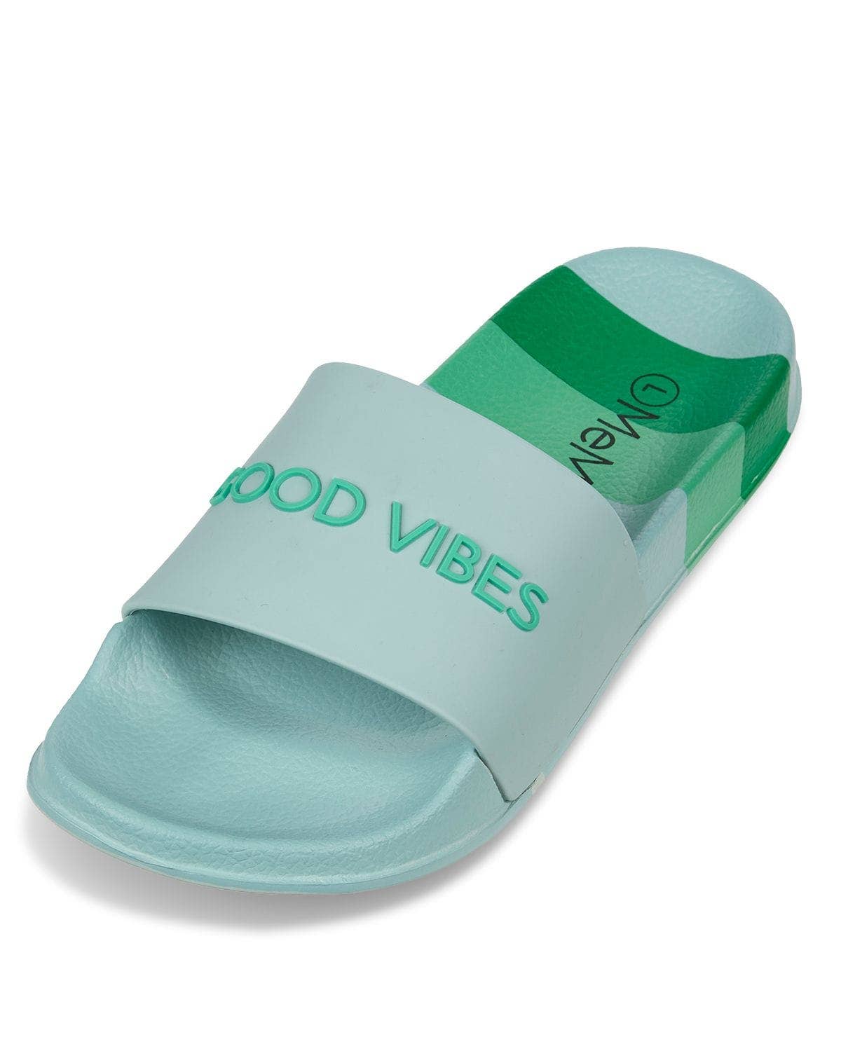 Infinity Classics International Inc. - Wholesale Slippers - Kids - Girls Striped Super-Soft "Good Vibes" Slide Sandal5