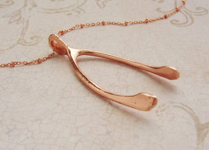 SORA DESIGNS - Wholesale Pendant/Charm Necklace - Life Size Rose Gold Wishbone Necklace2