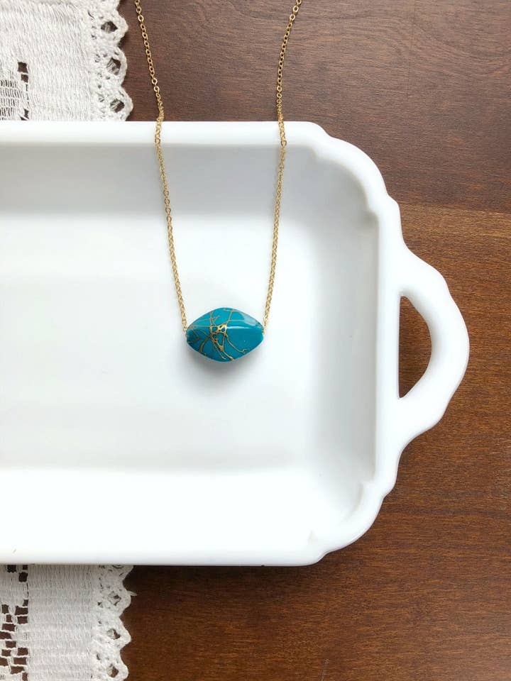 I AM WHOLE Turquoise Blue Nugget Necklace for wholesale by Hamrick Avenue