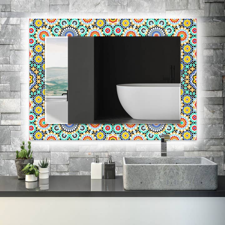 Miroir mural en verre trempé en mosaïque pour la vente par MyPhotostation