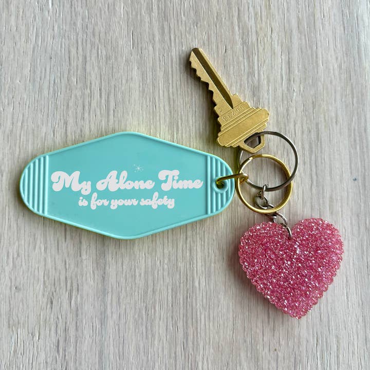 My Alone Time is For Your Safety | Cute Blue Motel Keychain for wholesale by Papersalt