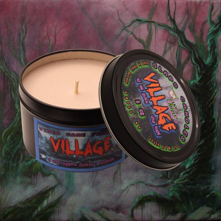 Op Resident Evil Village geïnspireerde videogamekaars | Tin Black voor wholesale door Slaps Candles