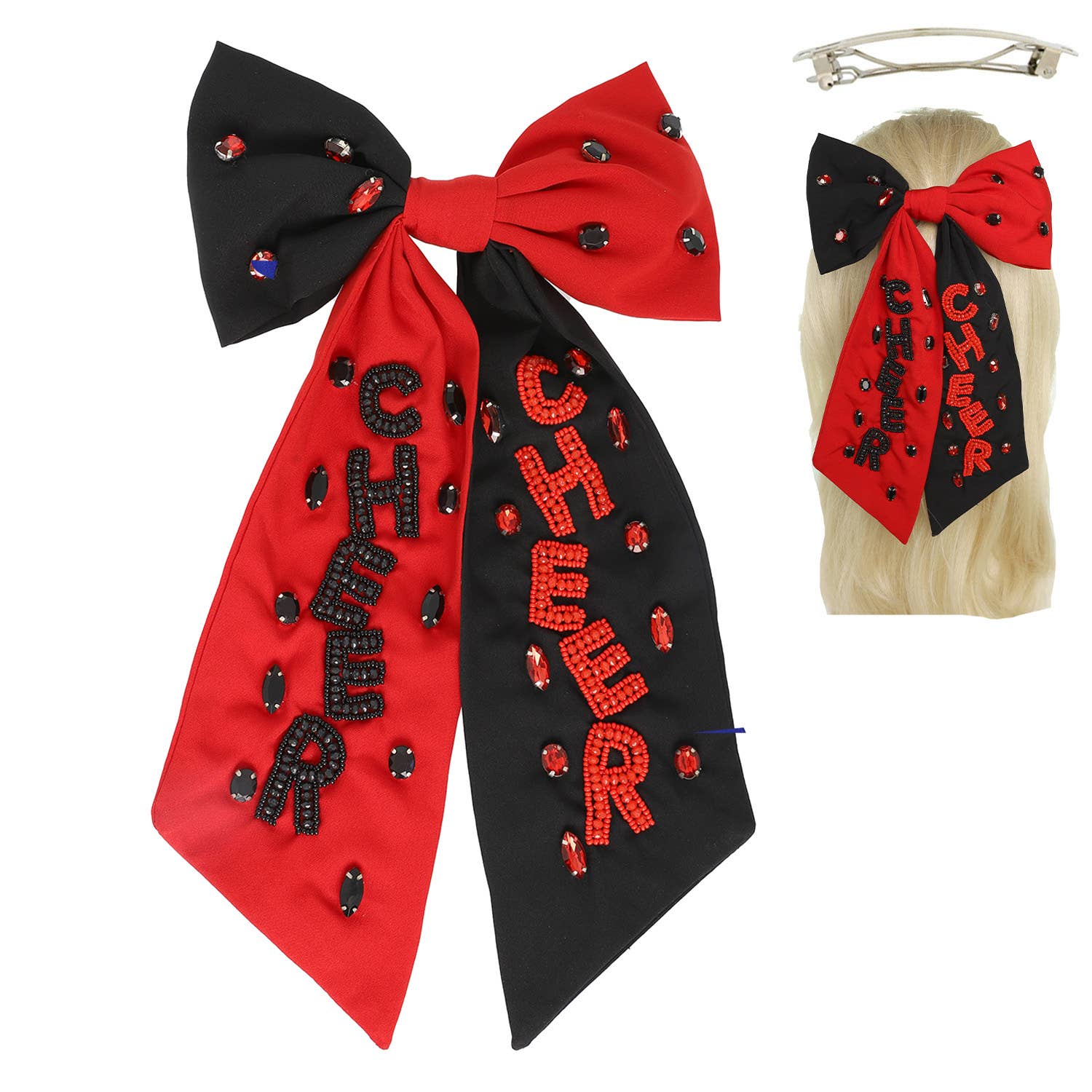 SP Sophia Collection - Wholesale Hair Bow - Women's - Game Day Cheer Embroidered Bow Barrette Hair Clip5