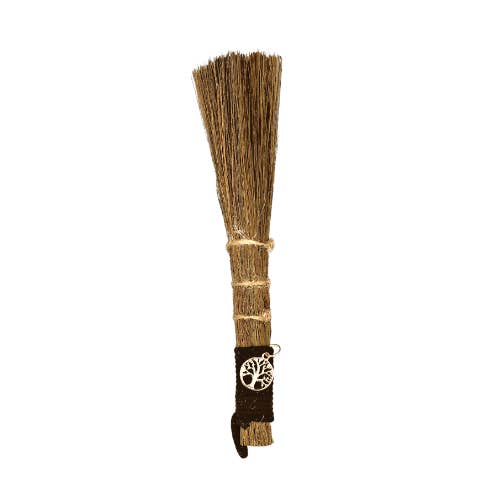 Green Tree - Wholesale Meditation Supplies - Broom With Metal Tree Of Life Symbol