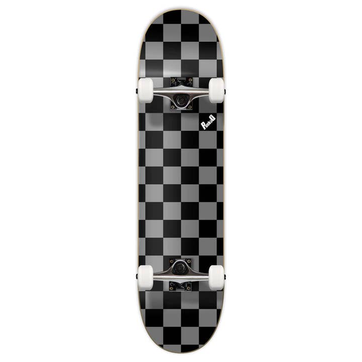 Graphic Complete Skateboard 7.75" - Checker Silver for wholesale by Yocaher Skateboards