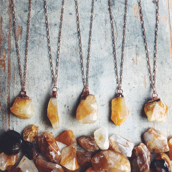 Golden Healer Quartz Crystal Necklace for wholesale by Sea Ox Designs