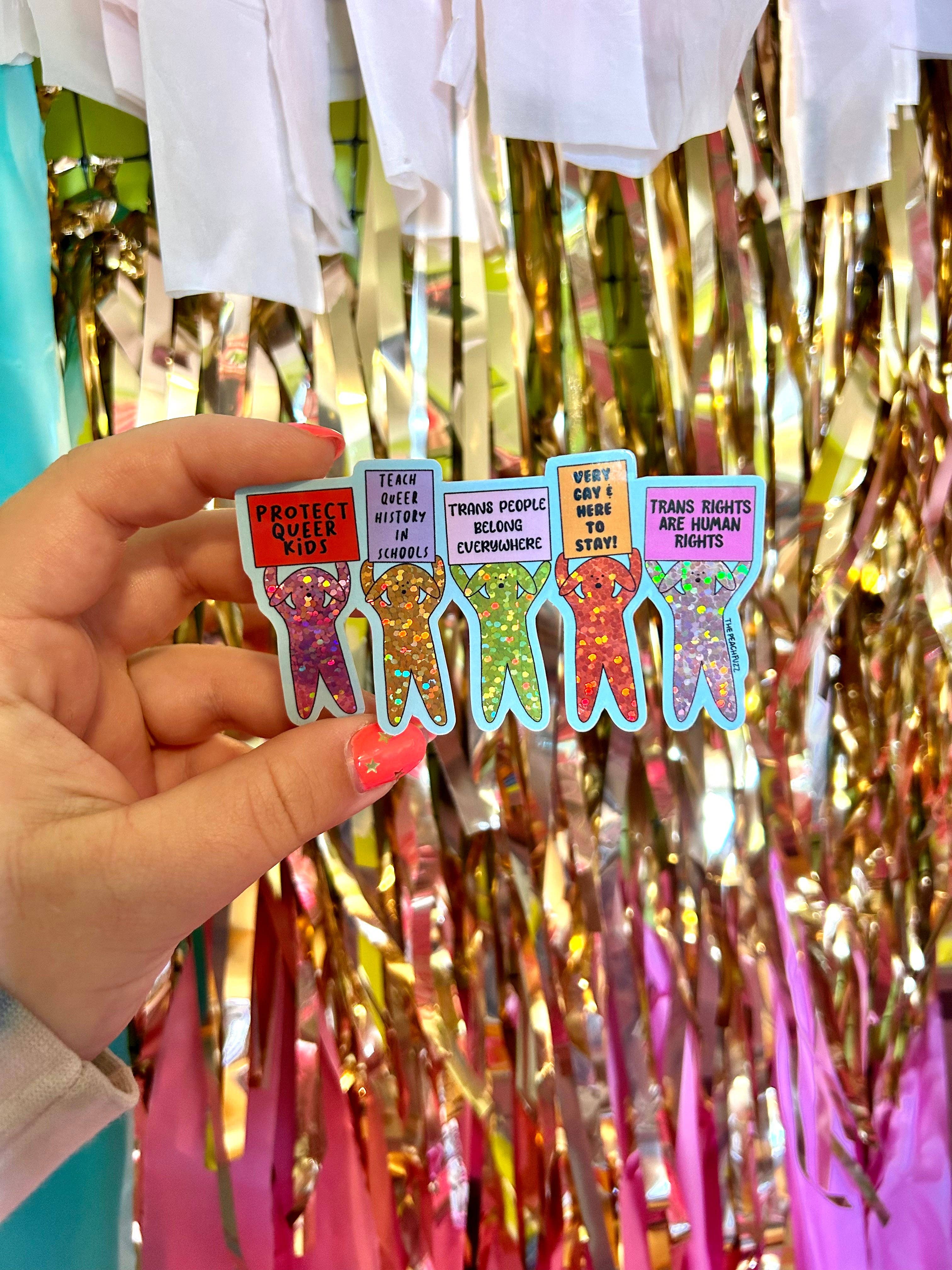 The Peach Fuzz - Vente Autocollant - Autocollant paillettes Chiots Pride2