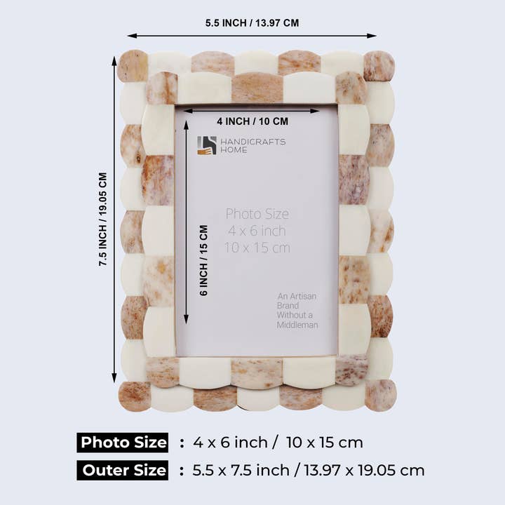 Handicrafts Home - Wholesale Picture Frame - Picture Frame Scalloped Art Brown & White, 4 sizes