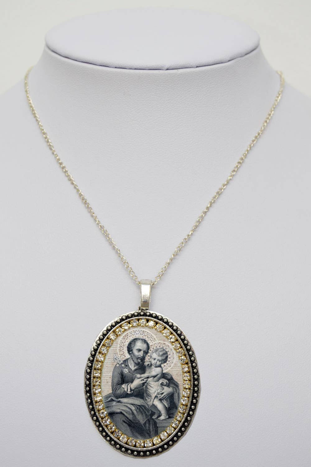 MariaSantissimaShop - Wholesale Pendant/Charm Necklace - St. Joseph Vintage Style Handmade Necklace Catholic Christian Religious Jewelry Medal Pendant São José1