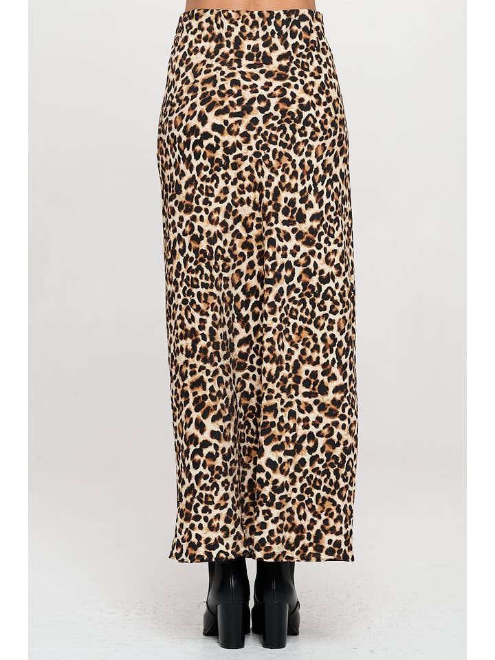 Chocolate Made in USA Leopard Print Maxi Skirt w Elastic Waist for wholesale on Faire3