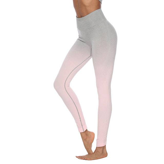 React Activewear - Wholesale Athletic/Lounge Leggings - Women's - React Seamless Ombre Legging - Light Pink/Grey