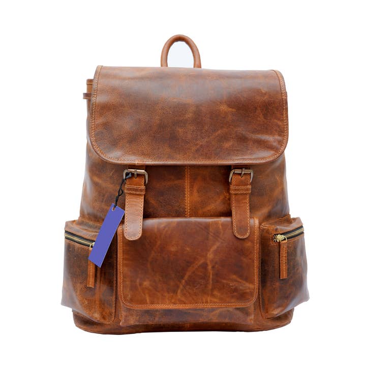 Buffalo Leather Backpack Rucksack Gym Overnight Unisex Bag for wholesale by urbanhide