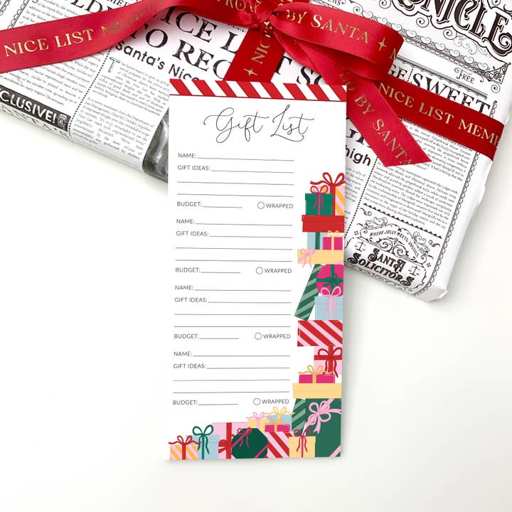 Black Bow Studio – wholesale Notepad – Christmas Present Gift List Notepad2