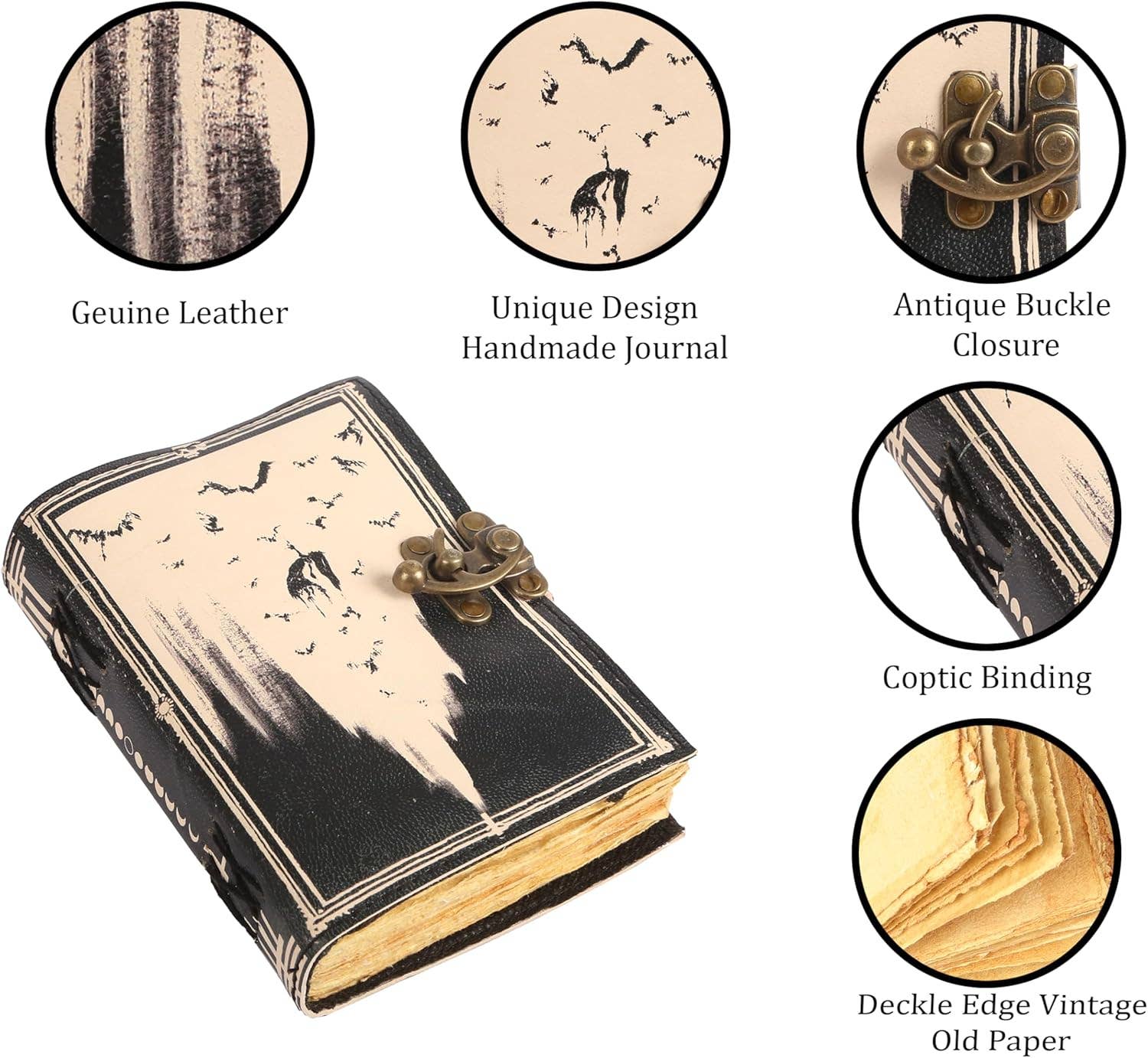 Tuzech Leather – wholesale Journal och dagbok – TUZECH läderklätt anteckningsbok med grimoirestil och ojämna kanter för män och kvinnor116