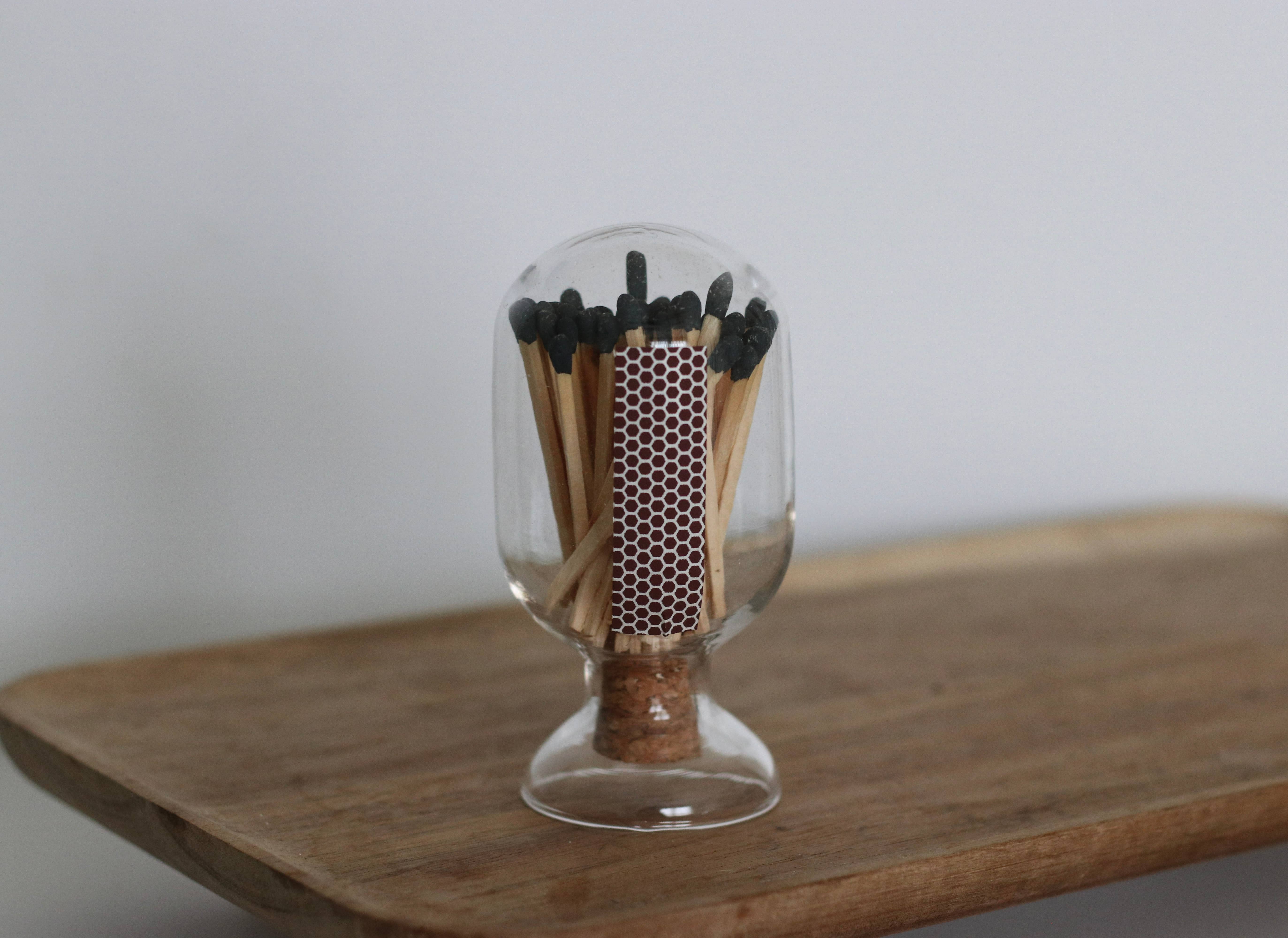 Nova Candle Co - Wholesale Matches - Glass Match Cloche - 50 Matches - 2.5" Match Sticks1