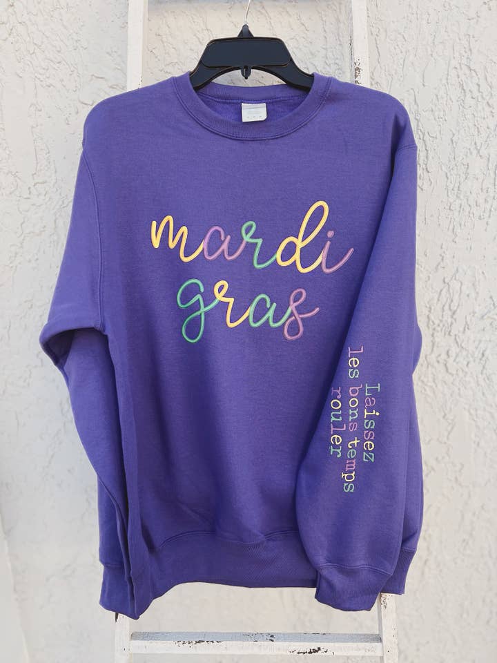 Sweat-shirt broderie fausse Mardi Gras pour la vente par Signs By Aprils LLC