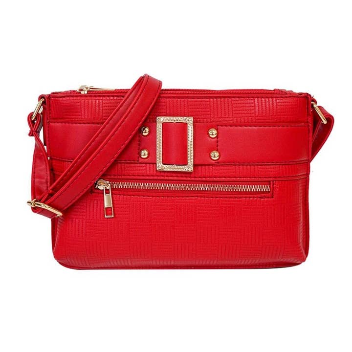 Red Leather Buckle Crossbody for wholesale on Faire