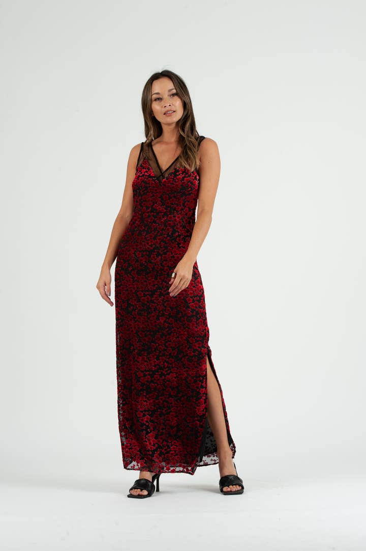 Holiday PENELOPE BOHO VELVET MESH DRESS for wholesale by Lucca Couture
