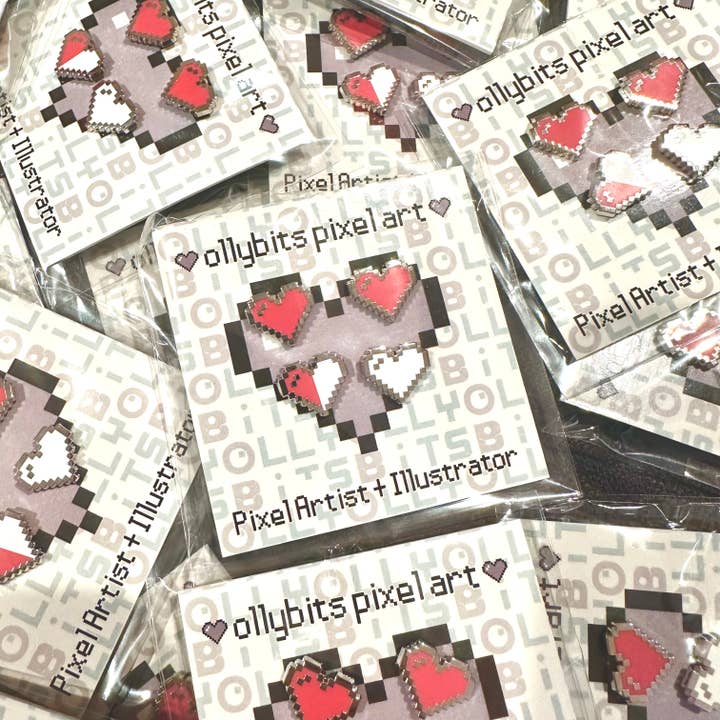 Ollybits Pixel Art - Wholesale Lapel Pin/Button - RPG Mini Filler Pixel Art Heart Enamel Pins11