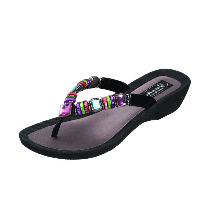 String Rainbow, 5-11, noir pour la vente par Grandco Sandals