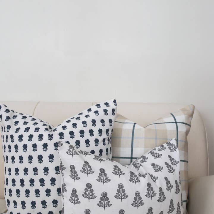 Brooke and Lou - Wholesale Throw/Decorative Pillow - Camden Plaid Pillow in Natural & Navy4