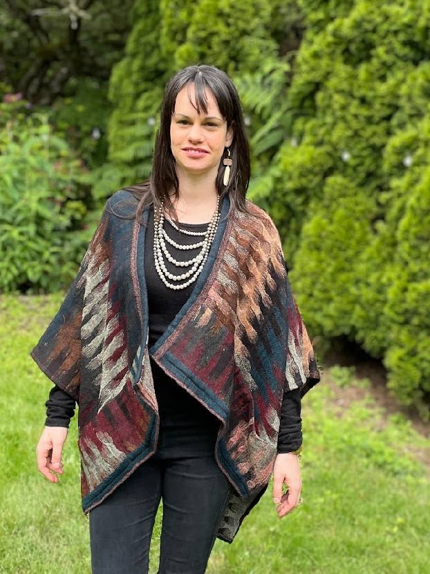 515/Poncho Cape~Morocco Brick for wholesale by In Style Scarves