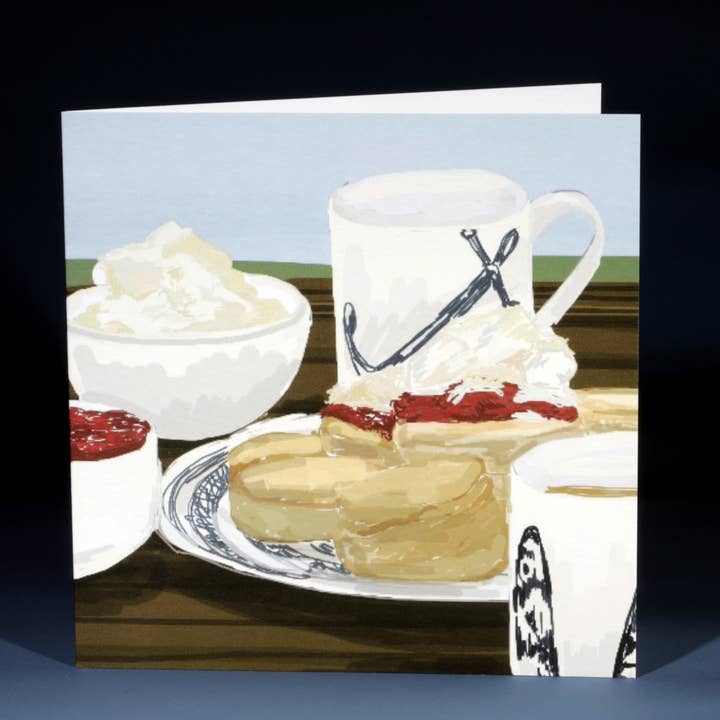 Clotted Cream Tea Greetings Card for wholesale by Cream Cornwall