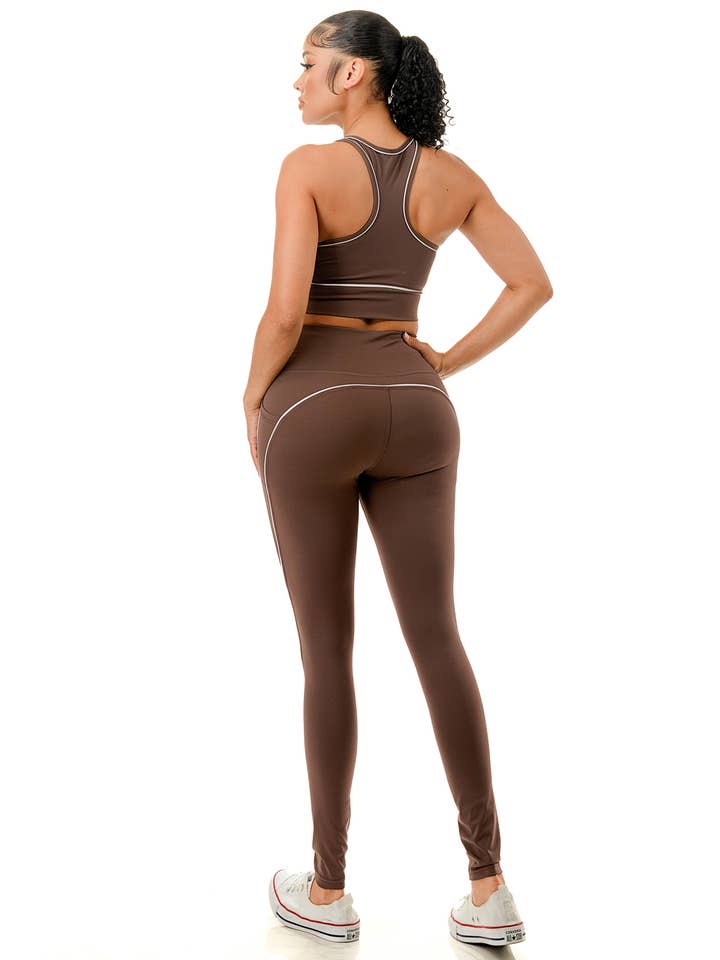 Color 5 – Großhandel Sportbekleidungsset – Damen – Sport-BH für aktive Kleidung mit Yogahose im Set mit kontrastfarbenem Rand5