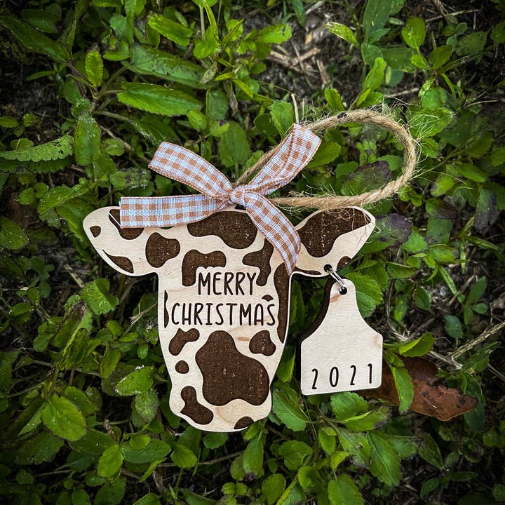 Meraki Sisters Boutique - Wholesale Ornament - Engraved Cow Ornament