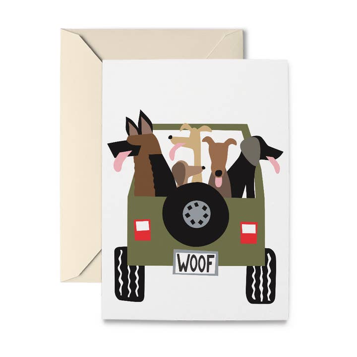 Jeep Dogs Boxade Anteckningskort, Set med 10 för wholesale av R. Nichols Stationery & Gifts
