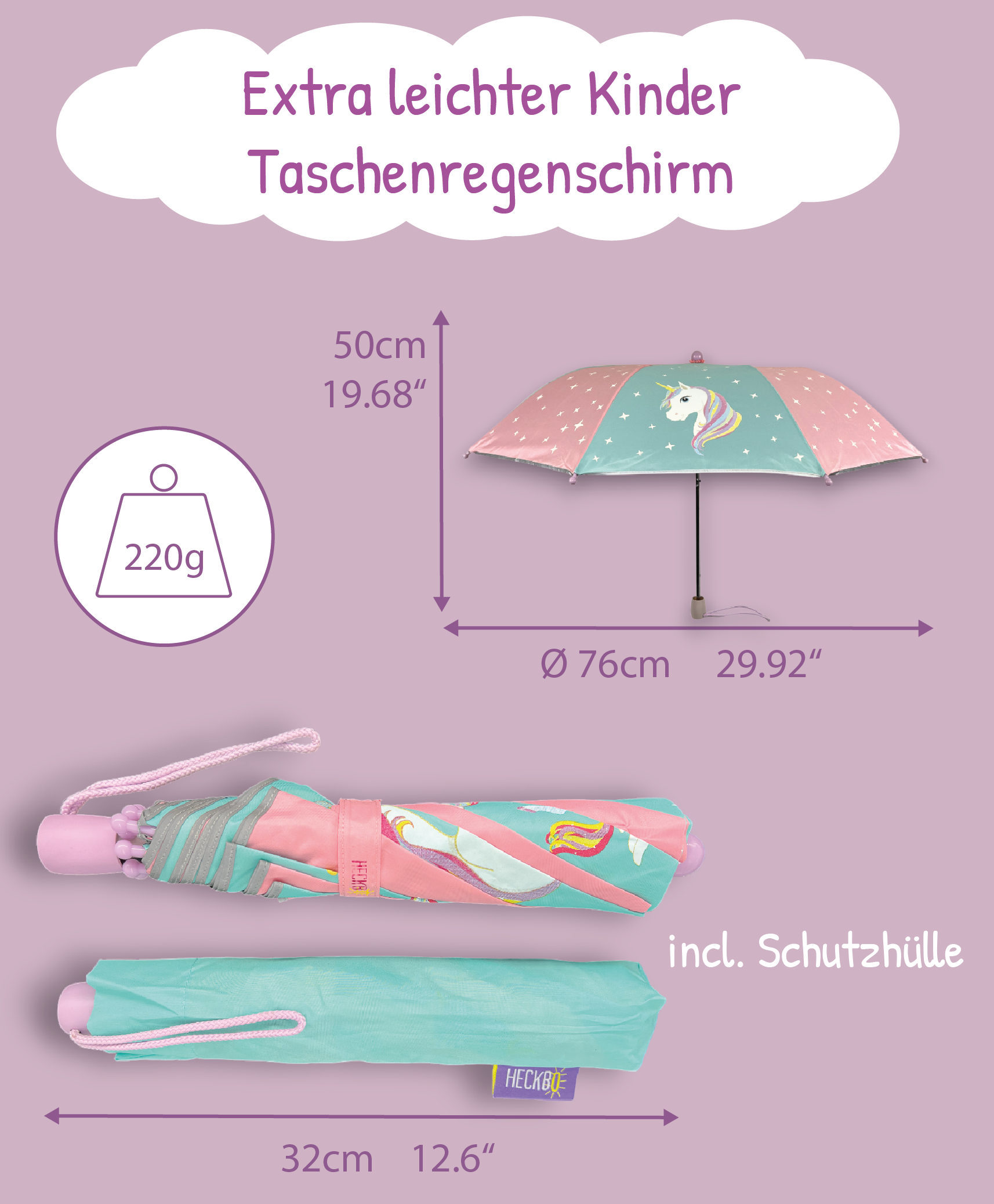 HECKBO – wholesale Umbrella – kids – magic umbrella unicorn2