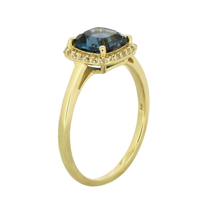 Tiramisu - Wholesale Wedding Band/Ring - 14K Gold Plated Silver London Blue Topaz Promise Ring