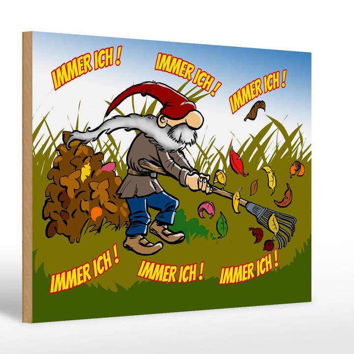 Femer - Wholesale Sign - Wooden sign saying 30x20cm always me gnome in the garden wooden decorative sign wooden sign