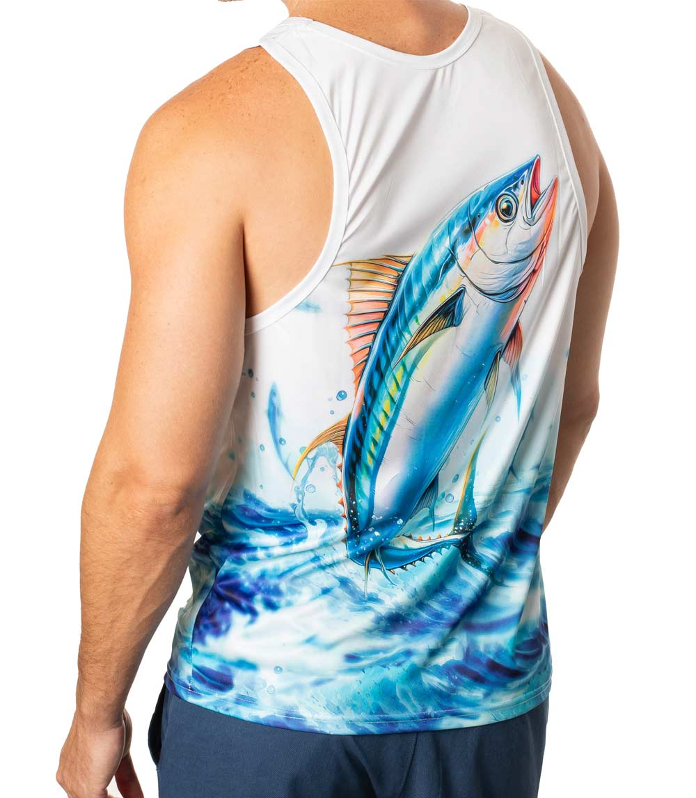 Hemworld - Wholesale Tank Top - Men's - Men Performance Muscle Tank Top Fish Graphic (Pack Of 12) - 75955092