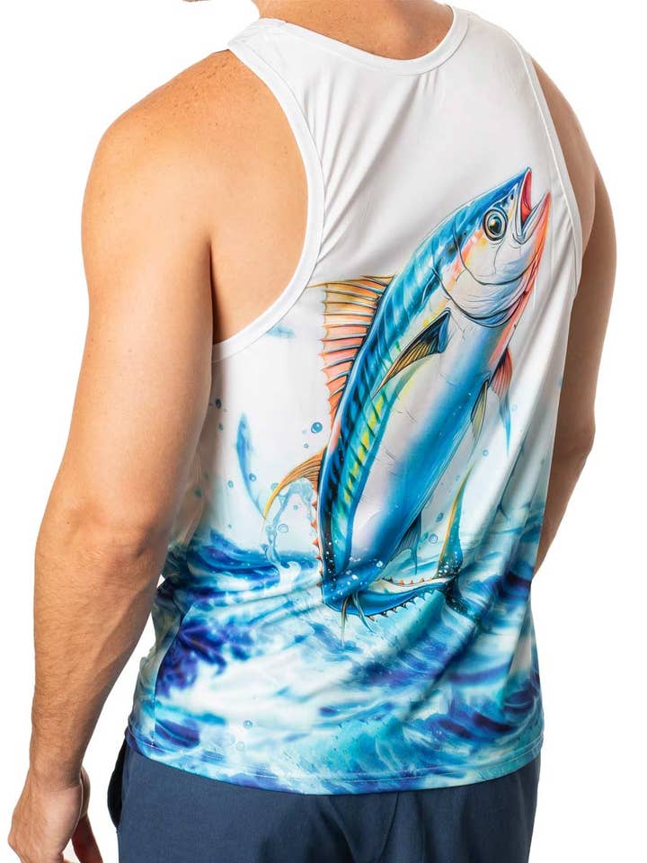 Hemworld - Wholesale Tank Top - Men's - Men Performance Muscle Tank Top Fish Graphic (Pack Of 12) - 75955092