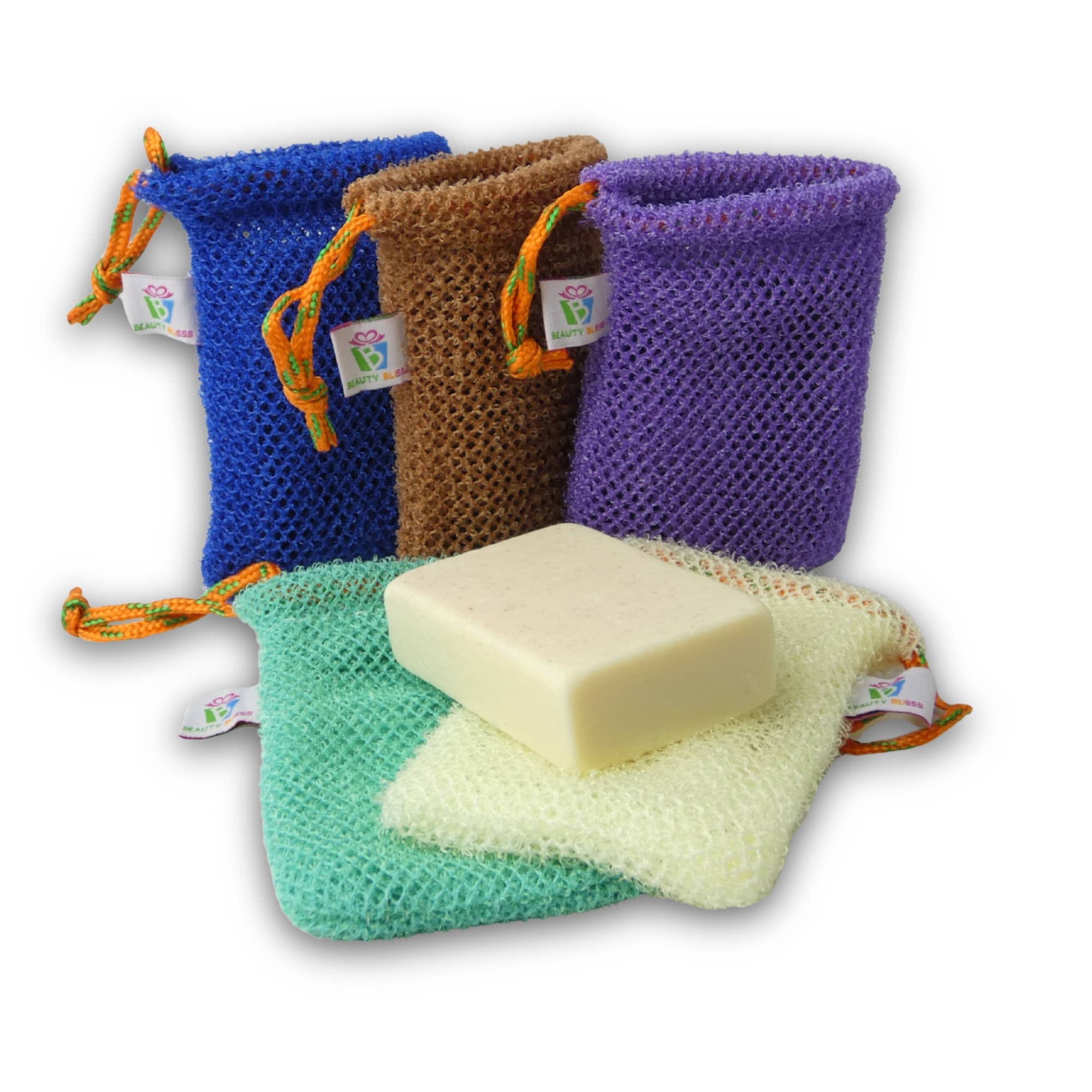 Beauty Blisss - Wholesale Soap Pouch/Sack/Bag - African Net Soap Saver Bag – Single & 3-Pack (Random Colors)0
