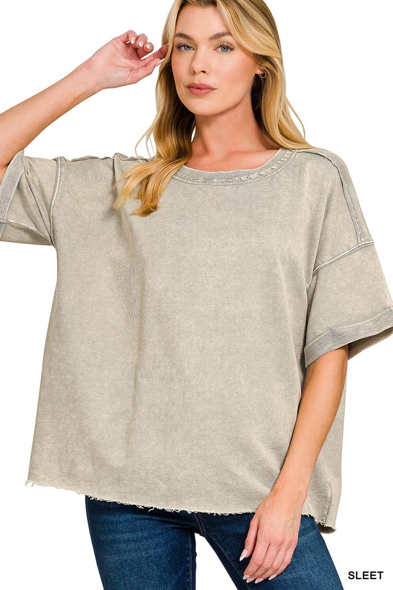 Vanilla Monkey - Wholesale Knit Top - Women's - French Terry Acid Washed Tee Shirts7