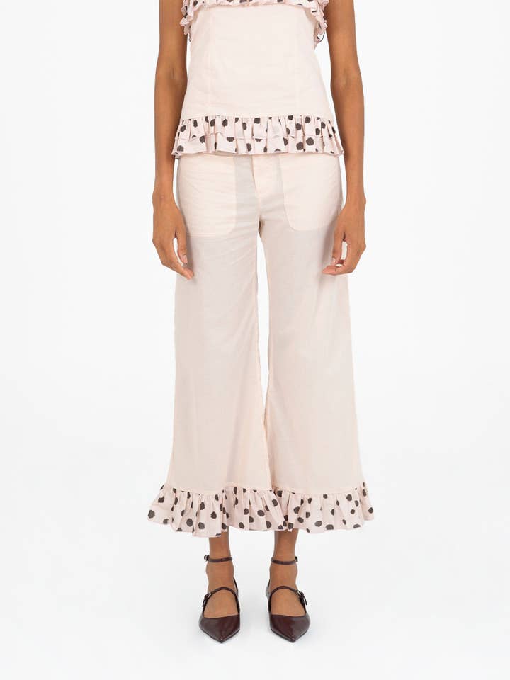 CARMEN SAYS - Wholesale Pants – Women's - Noctis Beige Polka Dot Print Pants1