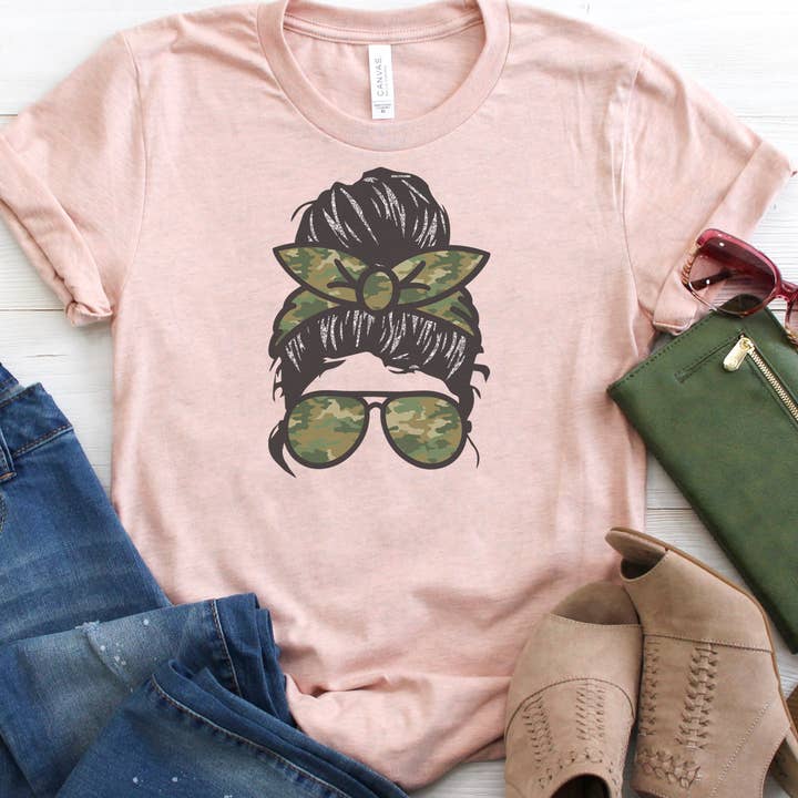 Customized Camo Messy Bun // MILITARY for wholesale by Lucky Llama Creations