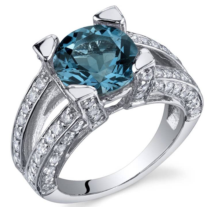 London Blue Topaz Round Cut Sterling Silver Ring Size 6 for wholesale by Peliani