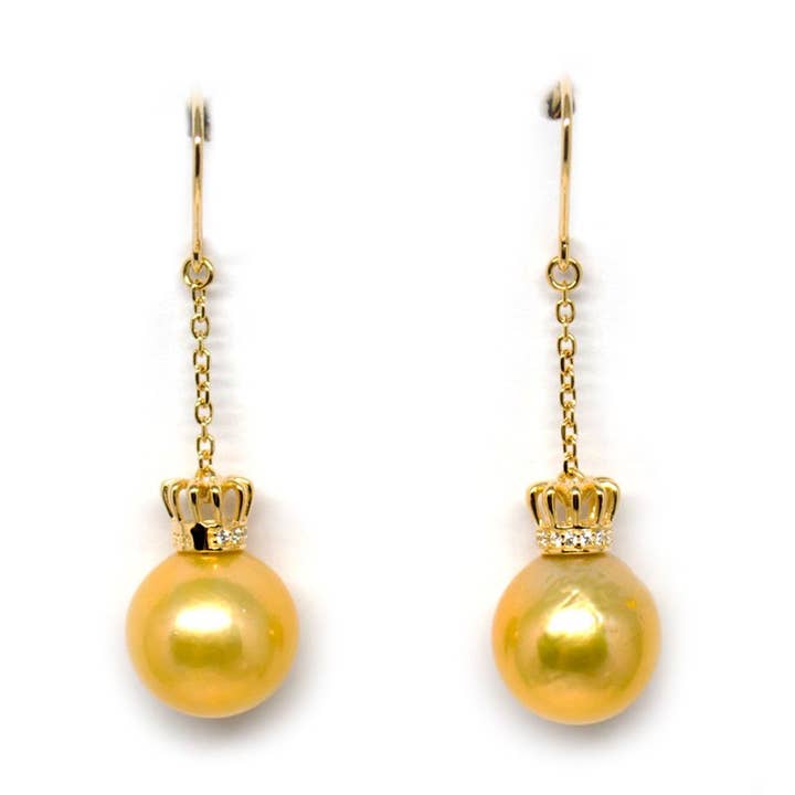 Goldene Krone Edison Perlenohrringe für den Großhandel von Timeless Pearl
