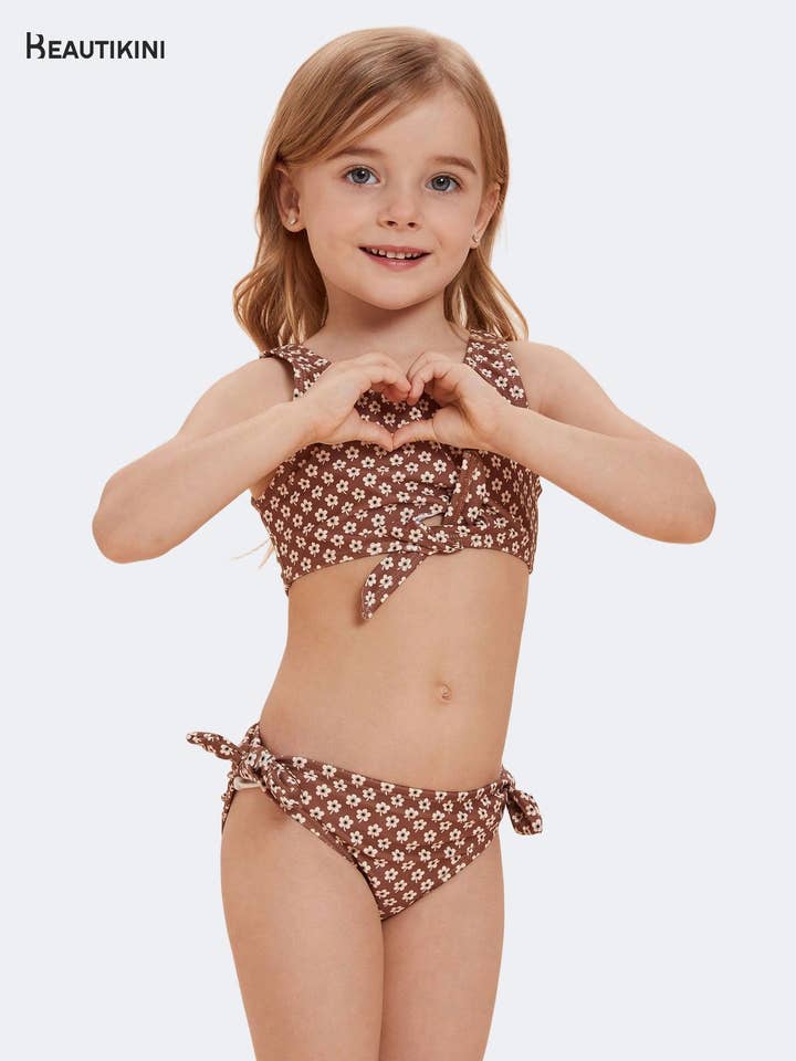 Beautikini Kids' Floral - Print Two - Piece Swimsuit for wholesale by Beautikini