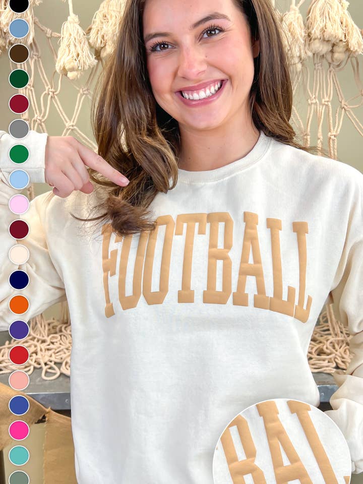 Football Arched Puff Graphic Sweatshirt for wholesale by Sugar Stitch