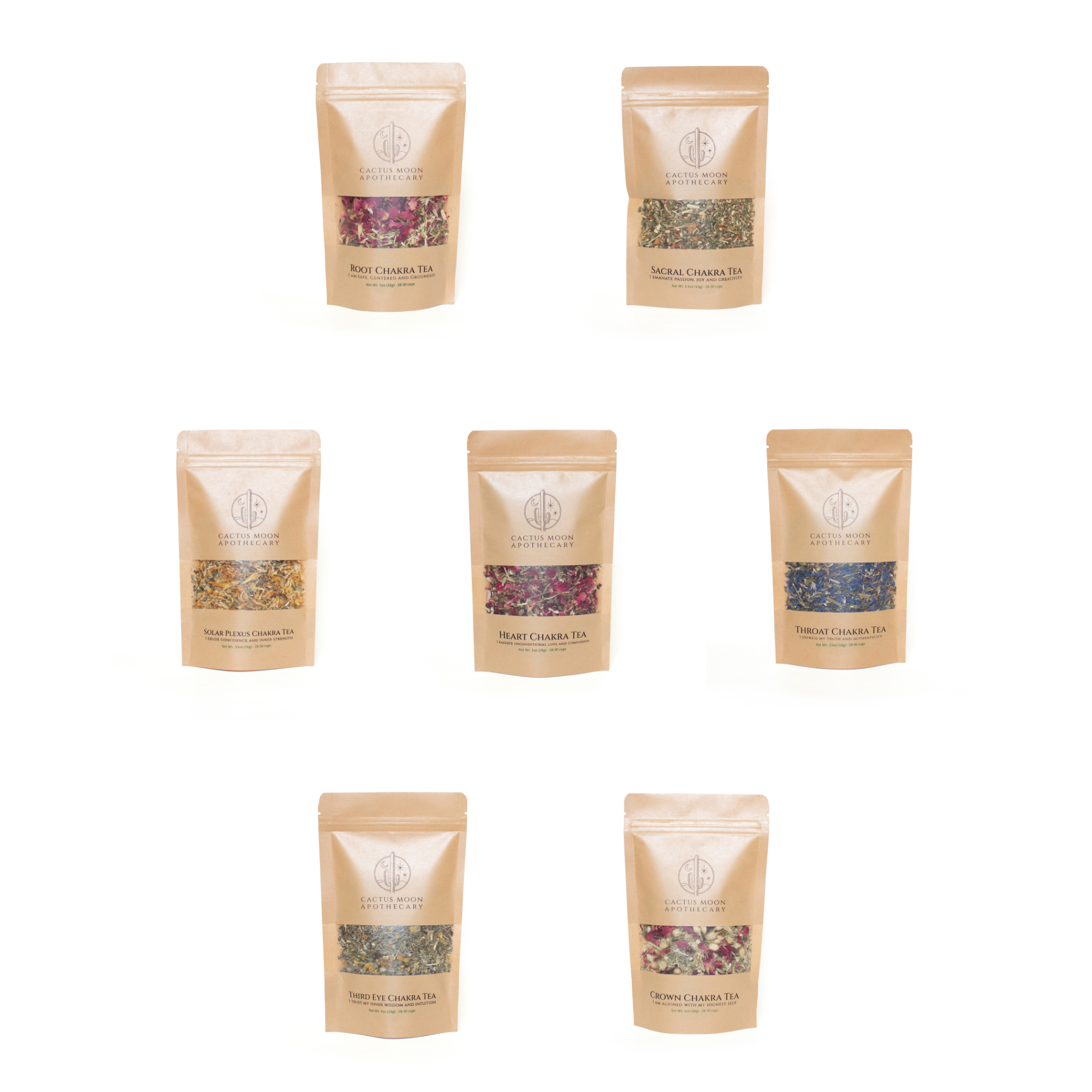 Cactus Moon Apothecary - Wholesale Loose Tea - Tea Full Set - Chakra Tea (set of 7 chakra teas)10