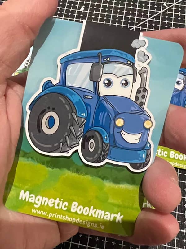 Blue Tractor Magnetic Bookmark for wholesale by Print Shop Designs