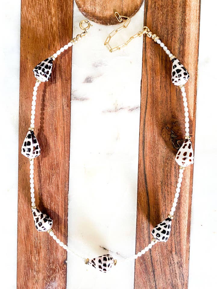 MAUI NECKLACE ~ Natural Shell Necklace ~ Freshwater Pearls for wholesale by Natnat Creations