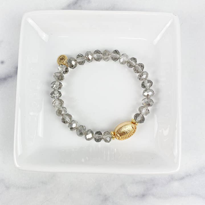 The Mod Miss - Wholesale Beaded Bracelet - Bracelet Crystal Beaded "Gold Football"2